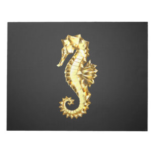 Bloco De Notas Dourado Cavalo de Mar Poligonal