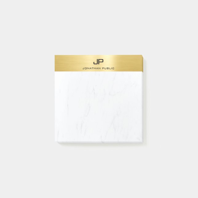 Bloco De Notas Dourado E Marble Modern Simple Modelo Elegante (Frente)