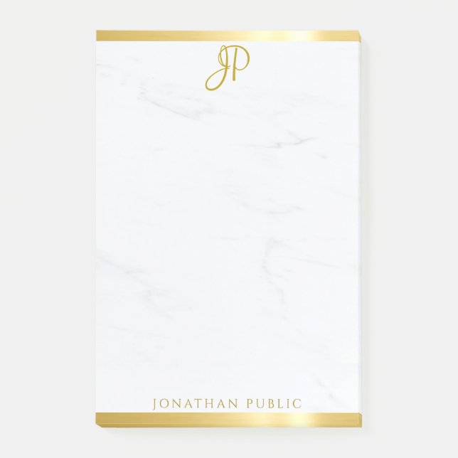 Bloco De Notas Dourado E Marble Moderno, Simples Modelo Elegante (Frente)