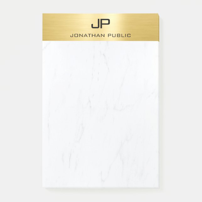 Bloco De Notas Dourado Marble Creative Simple Modern Design Plain (Frente)