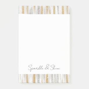 Bloco De Notas Dourado Prata Chic Glam Glitzy Listras Brilho