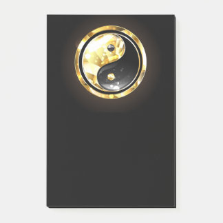 Bloco De Notas Dourado Yin Yang a preto