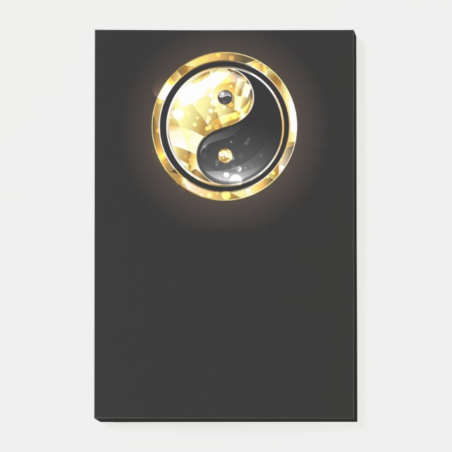 Bloco De Notas Dourado Yin Yang a preto (Frente)