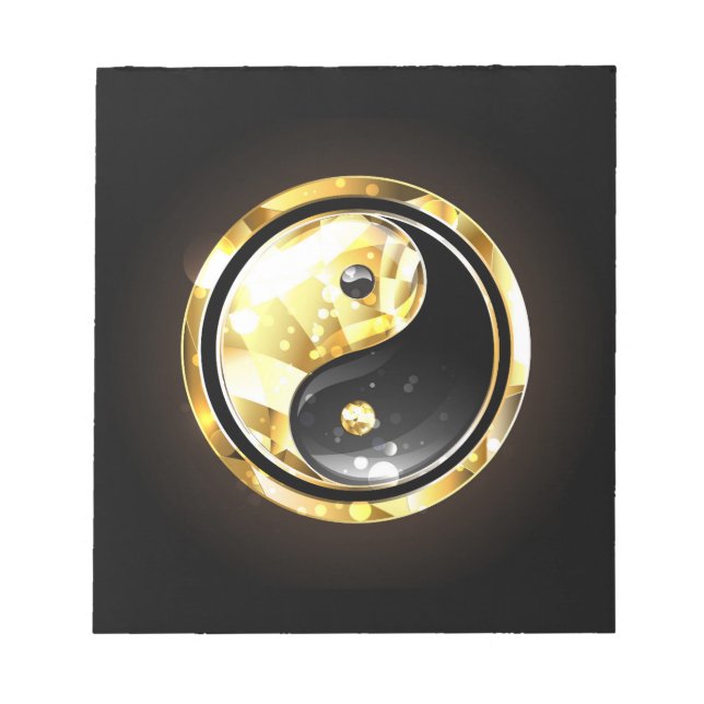 Bloco De Notas Dourado Yin Yang a preto (Frente)