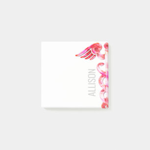Bloco De Notas Doutor personalizado Cor-de-rosa Caduceus Médico