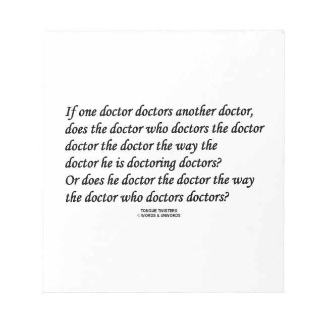 Bloco De Notas Doutorado Outro Médico (Twister Da Língua) (Frente)