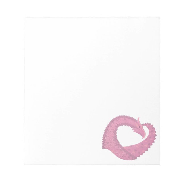 Bloco De Notas Dragão cor-de-rosa em branco (Frente)