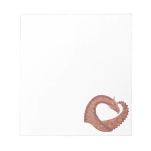 Bloco De Notas Dragão-coração castanho em branco