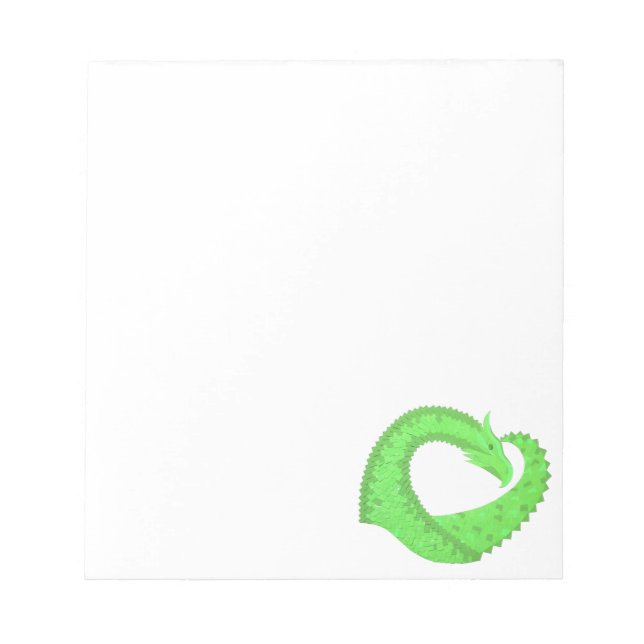 Bloco De Notas Dragão do coração do verde limão em branco (Frente)