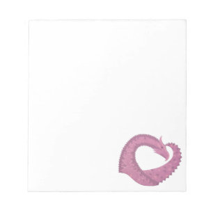Bloco De Notas Dragão do coração Mauve em branco