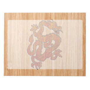 Bloco De Notas Dragão Oriental Vermelho em estilo de Bambu