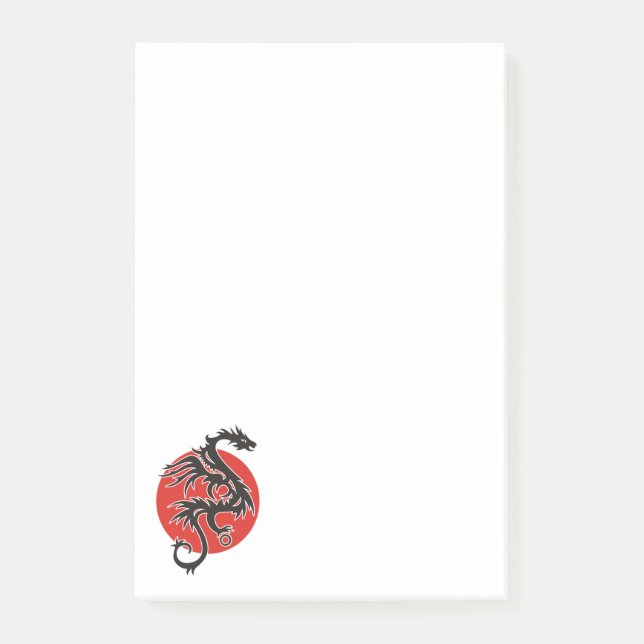 Bloco De Notas Dragão Sol - vermelho preto + suas ideias (Frente)