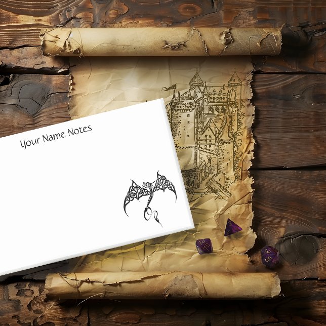 Bloco De Notas Dragão Tribal Celta com Entrelaçamento Preto Branc (Criador carregado)