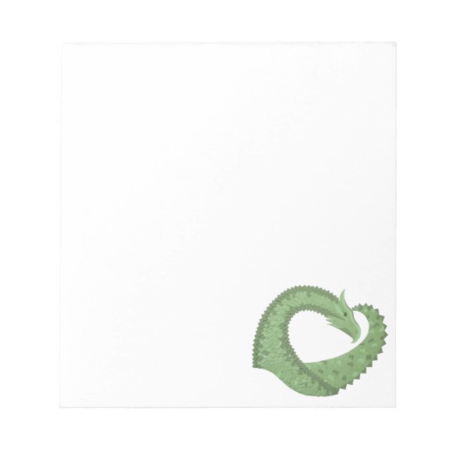 Bloco De Notas Dragão verde-oliva em branco (Frente)