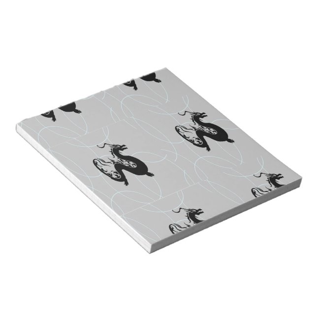 Bloco De Notas Dragões negros na cinza (Inclinado)