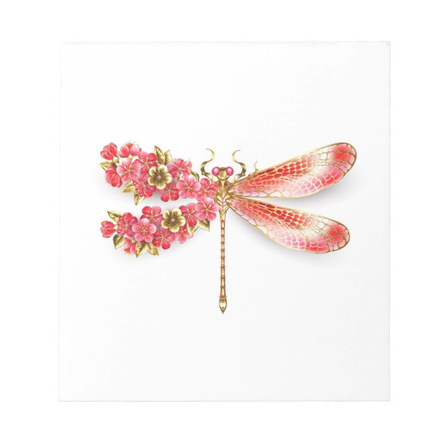 Bloco De Notas Dragonfly com joalheria sakura (Frente)