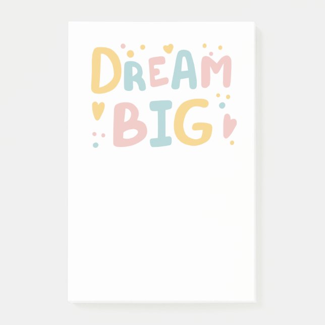 Bloco De Notas Dream Big Pastel Hearts (Frente)