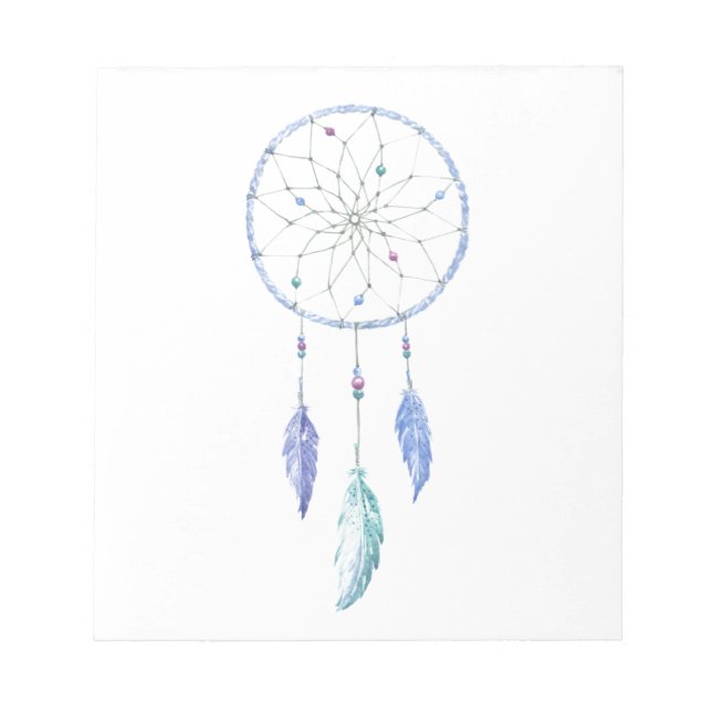Bloco De Notas Dreamcatcher de Aquarela com 3 Penas (Frente)