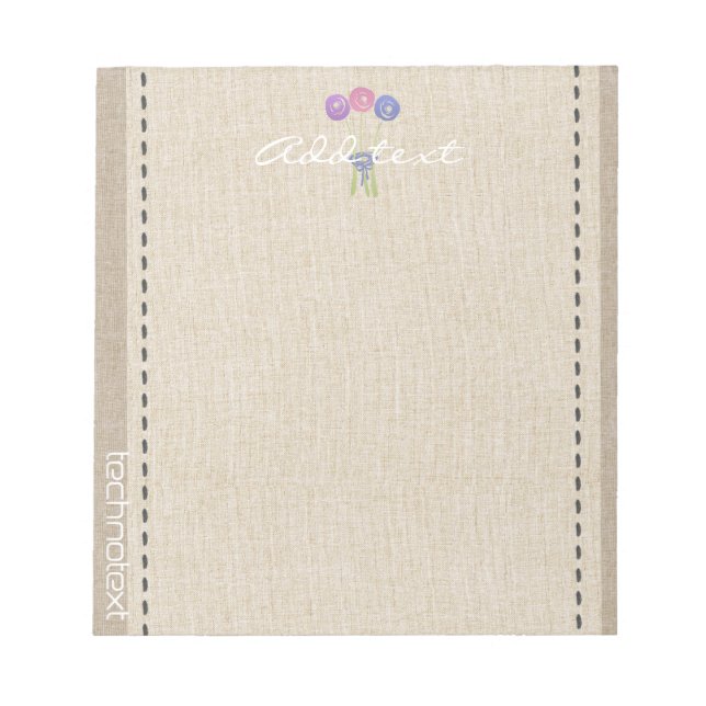 Bloco De Notas DreamRosa Linen Look Adicionar Gardener de Texto (Frente)