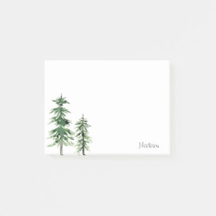 Bloco De Notas Duas Árvores de Pinos Aquarela