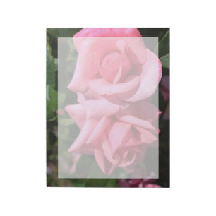 Bloco De Notas duas flores de rosa rosa-quente perfeitas. amor