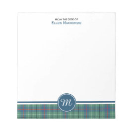 Bloco De Notas Duncan Clan Antigo Tartan Monogramas Nota Pad