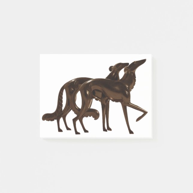 Bloco De Notas Duo de Borzoi em Bronze Art Déco (Frente)