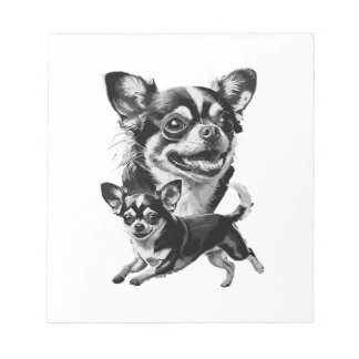 Bloco De Notas Duo de Chihuahua Encantador Pet Preto e Branco