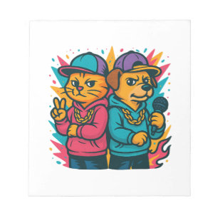 Bloco De Notas Duo de Rap do Gato e do Cão Fixe