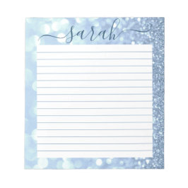Bloco De Notas Dusty Blue Glitter Vinculado Personalizado