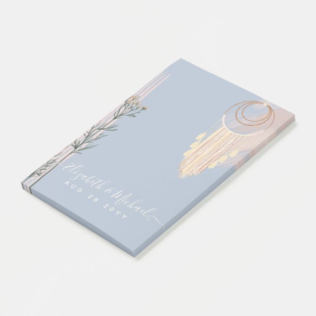 Bloco De Notas Dusty Blue Peach Boho Weding (Inclinado)