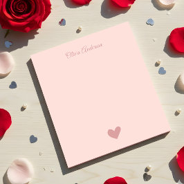 Bloco De Notas Dusty Rose Heart Valentines Day Personalized Name