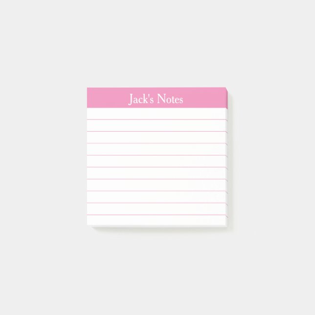 Bloco De Notas Easy Read Pink Lined Personalized (Frente)