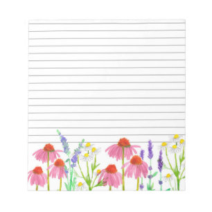 Bloco De Notas Echinacea Chamomile Lavanda Herb Linhado