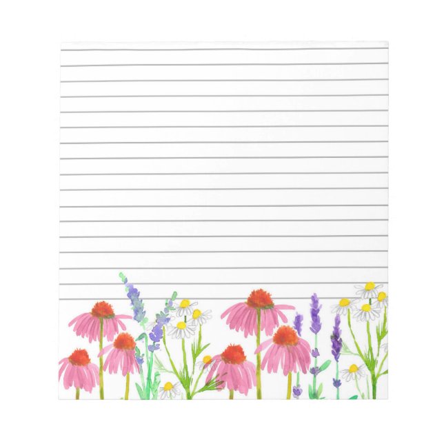 Bloco De Notas Echinacea Chamomile Lavanda Herb Linhado (Frente)