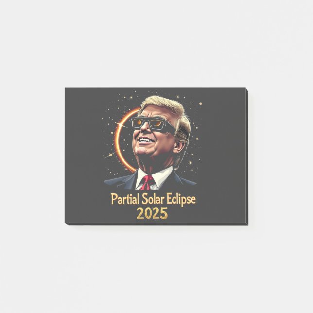 Bloco De Notas Eclipse Solar Parcial 2025 Astronomy Trump (Frente)