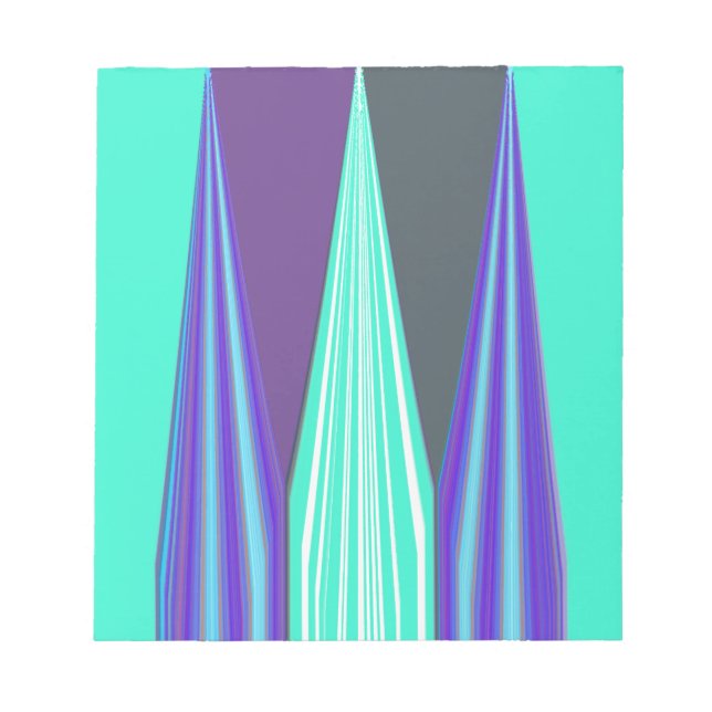 Bloco De Notas Edgy Blue Purple Cyan Chevron Art Impressão (Frente)