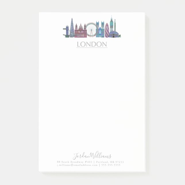 Bloco De Notas Edifícios Coloridos em Skyline de Londres (Frente)