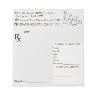 Bloco De Notas Editable Veterinary Dog and Cat Prescription 
