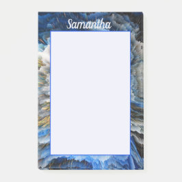 Bloco De Notas Efeito 3D de Abstrato Dourado azul Personalizado 4