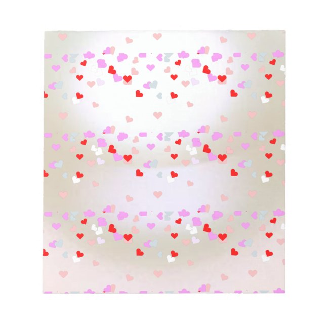 Bloco De Notas Efeito da Pérola Branca com Corações (Frente)