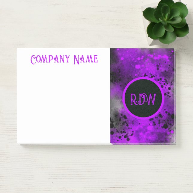 Bloco De Notas Efeito de respingo de tinta retrô roxo e preto (Escritótio)