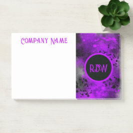 Bloco De Notas Efeito de Splatina de Tinta Retroativa Roxo e Pret