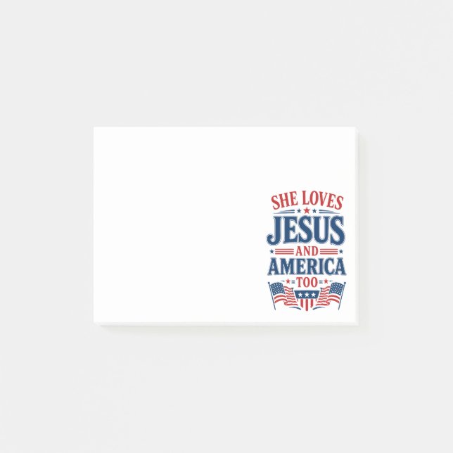 Bloco De Notas Ela Ama Jesus e a América Também (Frente)