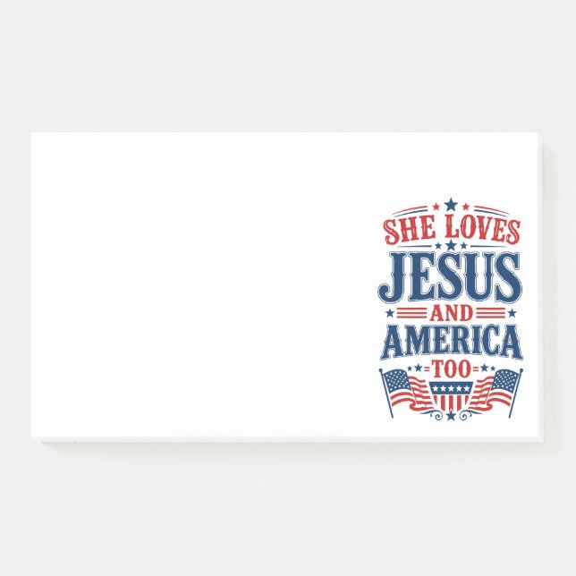 Bloco De Notas Ela Ama Jesus e a América Também (Frente)
