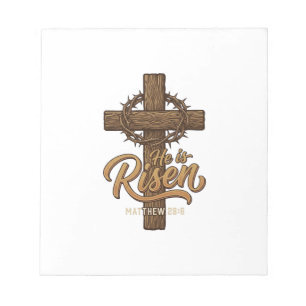 Bloco De Notas Ele Ressuscitou Cruz Coroa de Espinhos Camiseta Cr