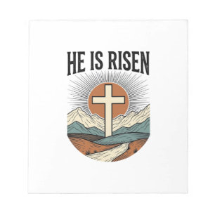 Bloco De Notas Ele Ressuscitou Cruz Nascer do Sol Camiseta Cristã