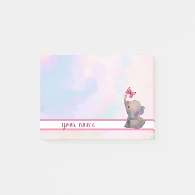 Bloco De Notas Elefant und Schmetterling Post-it Klebezettel (Frente)