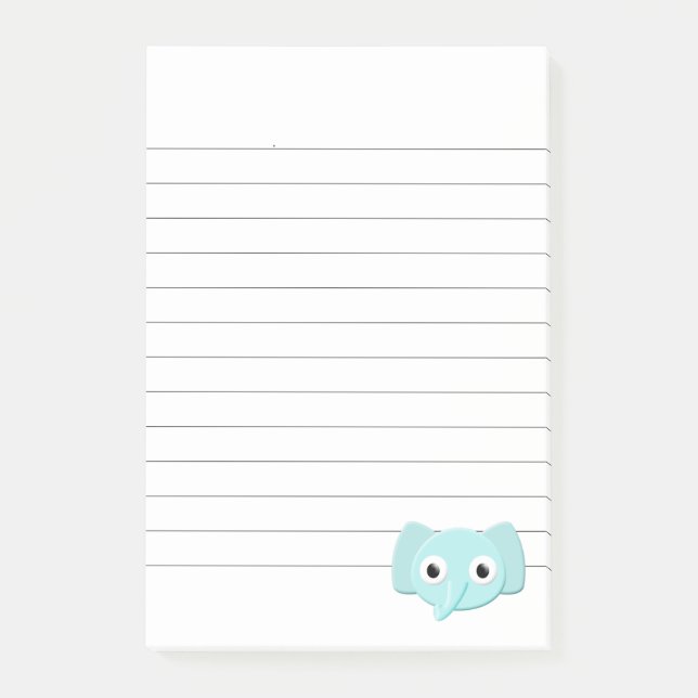 Bloco De Notas Elefante Azul Bebê Desenho Linha (Frente)