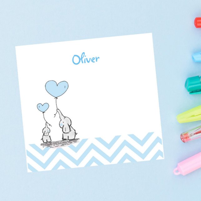 Bloco De Notas Elefante Azul Bebê Personalizado Bebê Menino (Criador carregado)